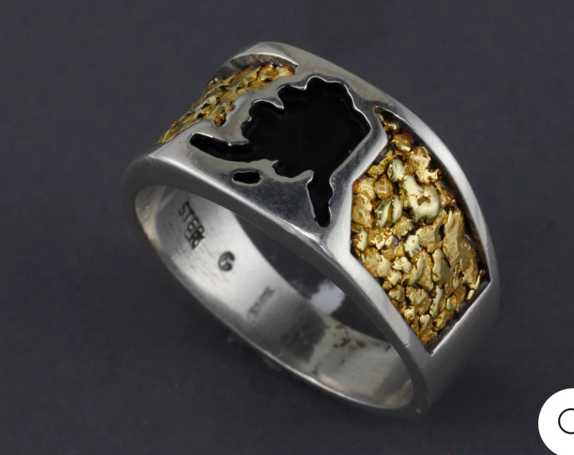 RM005 Mens "Alaska" Gold Nugget Ring