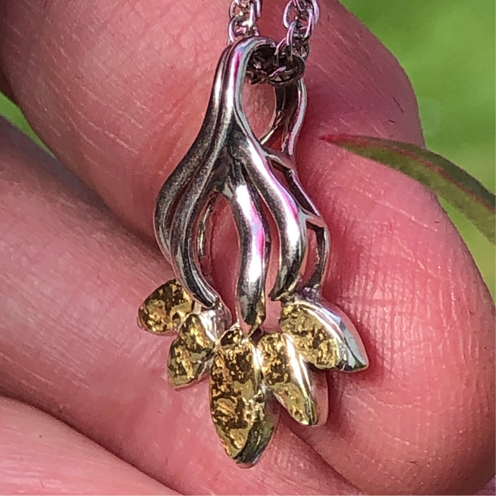 N410S  14kt Nuggets Diamond Pendant