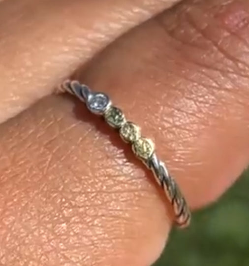 R170SN-DIA Diamond, Silver & Gold Nugget Swirl Ring