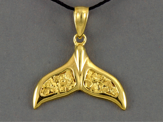 N907N  Whale Tail Pendant 14kt Nuggets