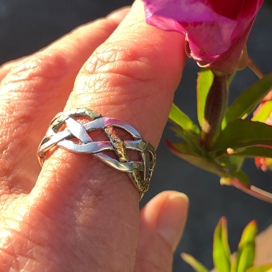 R03035  Large Silver Braided with Nuggets