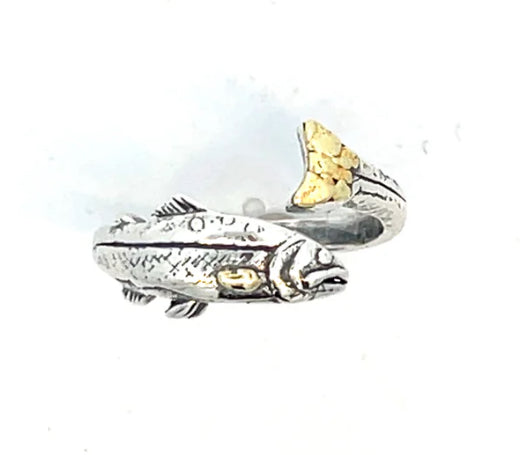R134  Ring Adj Salmon with Nuggets Adjustable