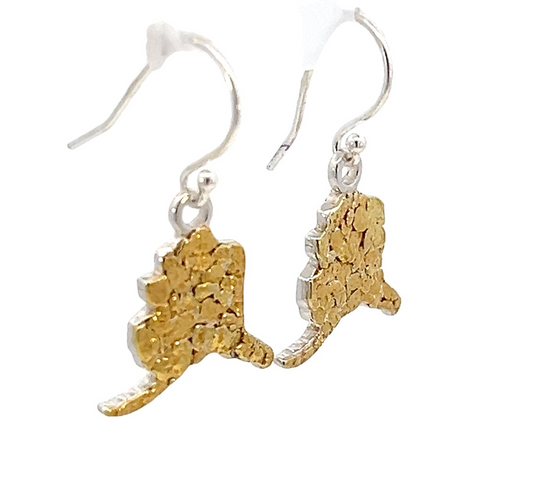 EW007LG Alaska State Gold Nugget Earrings