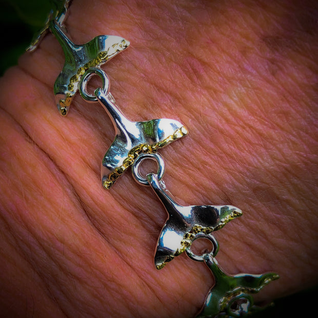 BR020  Whale Tail Bracelet with Nuggets Silver