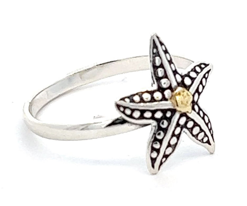 R02302 Star Fish Ring .925 with Alaskan Gold Nuggets