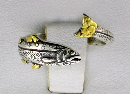 R134  Ring Adj Salmon with Nuggets Adjustable
