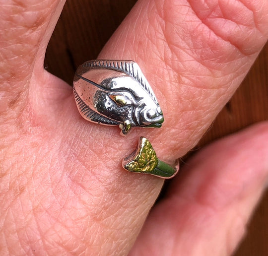 R130  Ring Adj. Halibut Silver Adjustable Ring