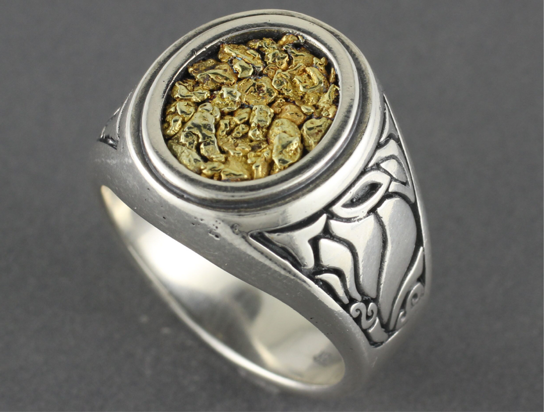 RM02730 Mens Ring Oval with Nuggets