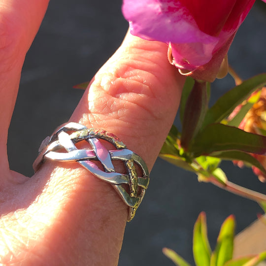 R03035  Large Silver Braided with Nuggets