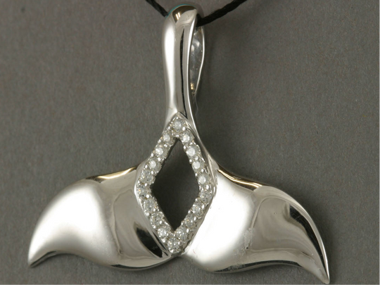 N905SCZ  Whale Tail Pendant Silver & CZ