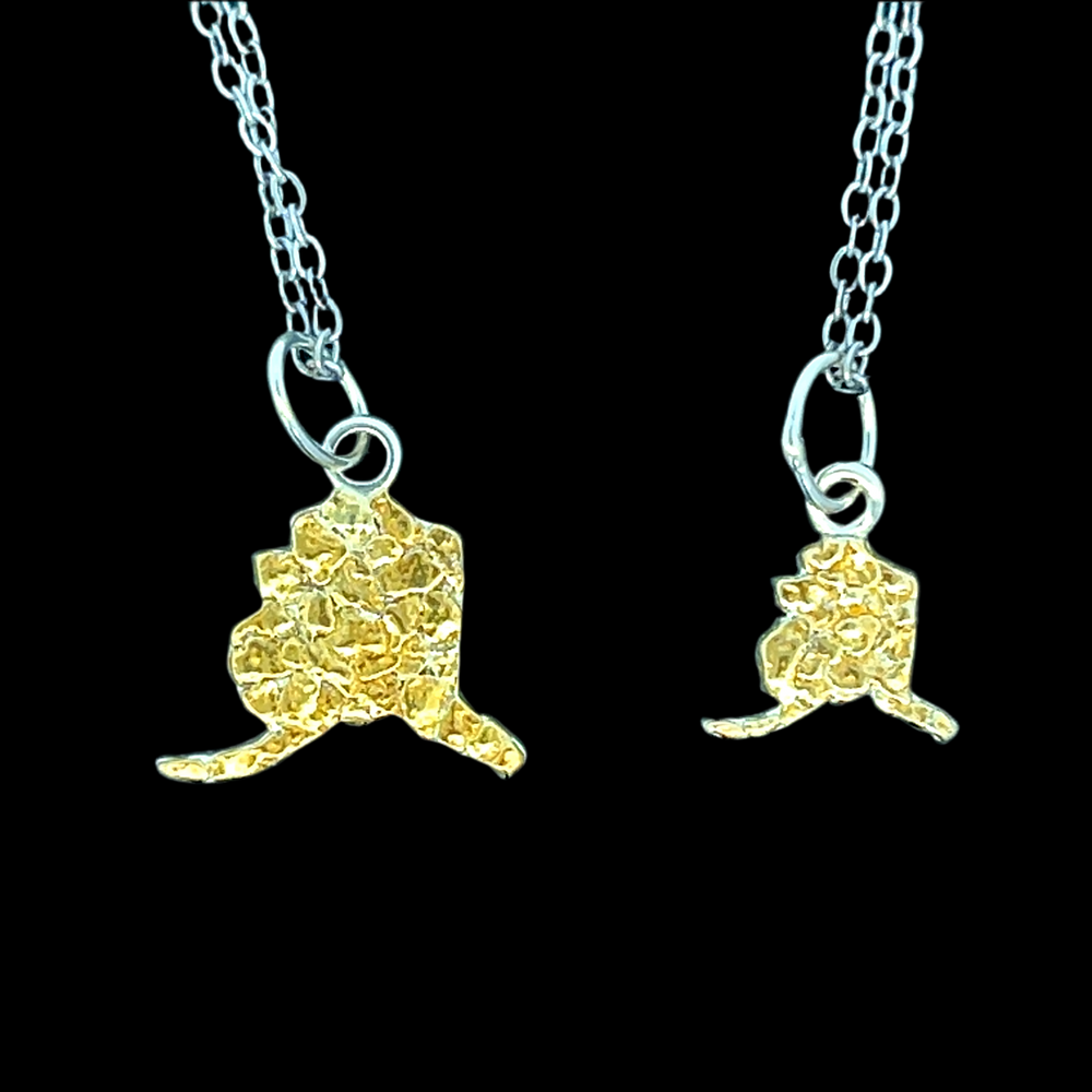 EW007LG Alaska State Gold Nugget Earrings