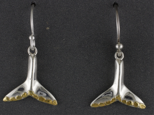 EW043  Medium Silver Whale Tail Ear Wires with Nuggets