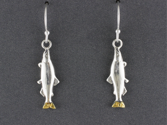 EW192M     Silver Salmon Medium Earwires with Gold Nugget Tail