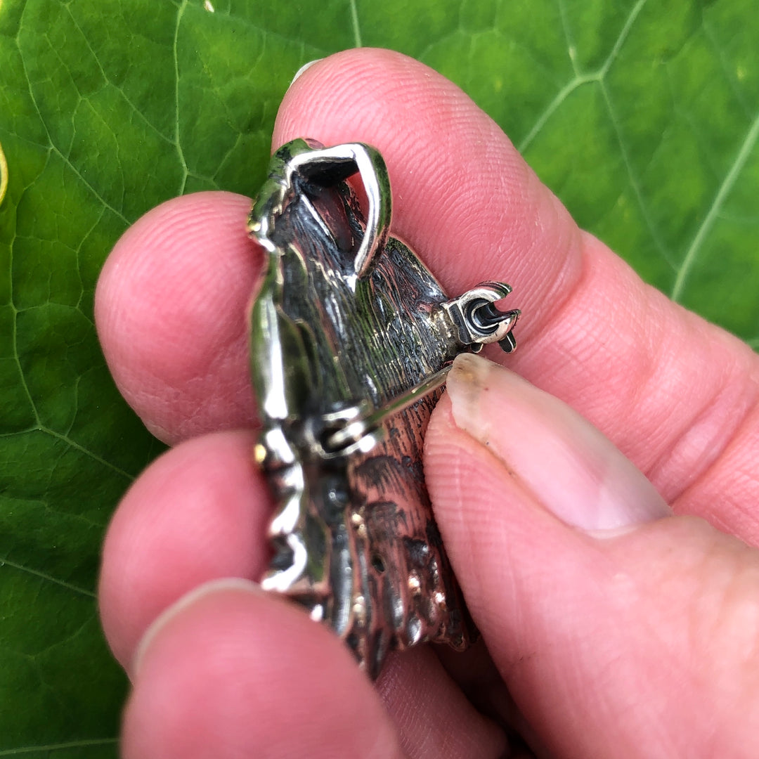 P020-R  Red Berry Picker Brooch .925 with Alaskan Gold Nuggets