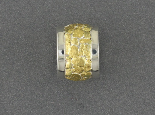 Bead Solid Silver with Gold Nuggets