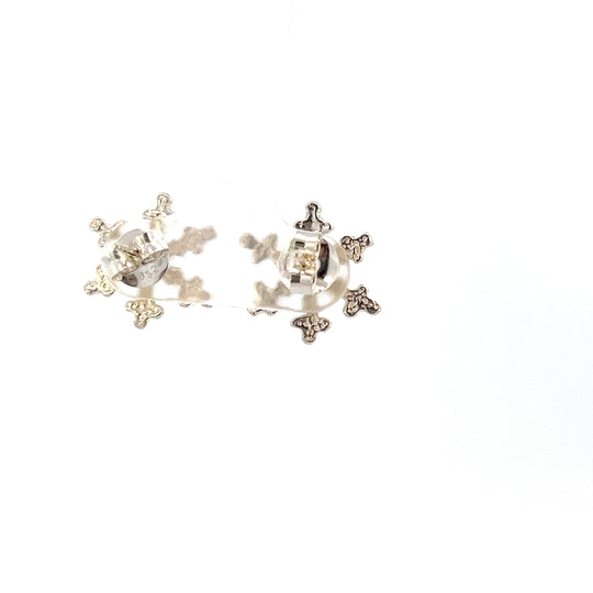 EP004S Snowflake Med Plain Earrings Post .925 fishingforgold