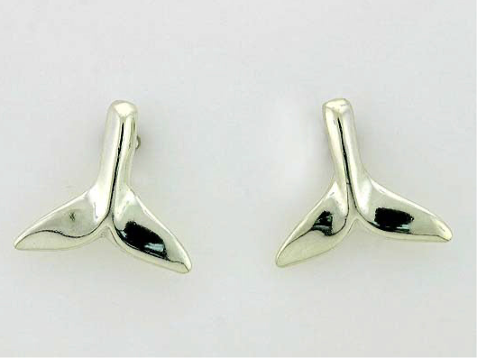EP170  Whale Tail Earring Posts Silver