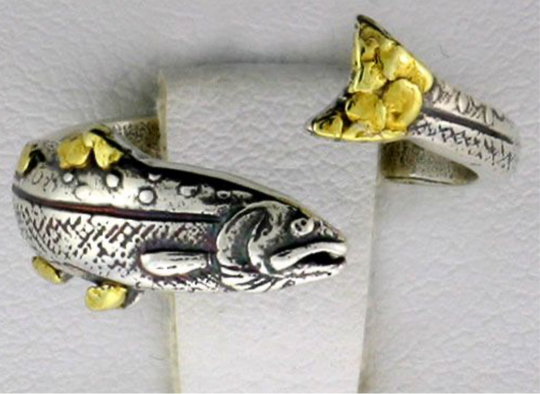 R134  Ring Adj Salmon with Nuggets Adjustable