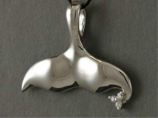 N902SCZ  Whale Tail Pendant Silver & CZ