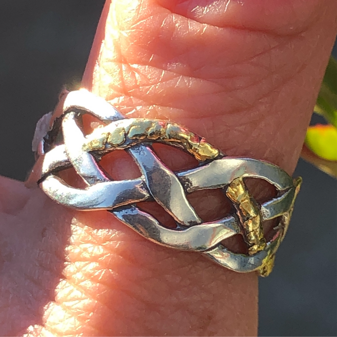 R03035  Large Silver Braided with Nuggets