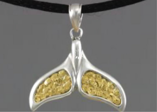 N909SN  Whale Tail Pendant Silver & Nuggets
