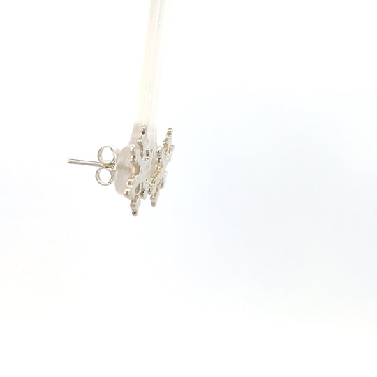 EP004S Snowflake Med Plain Earrings Post .925 fishingforgold
