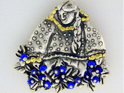 P020-B  Berry Blue Picker Brooch .925 with Alaskan Gold Nuggets
