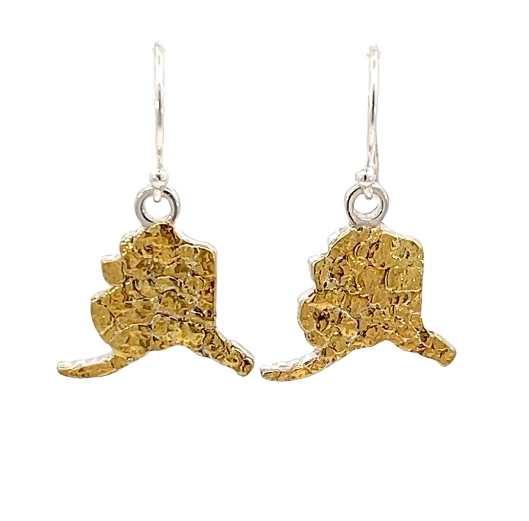 EW007LG Alaska State Gold Nugget Earrings