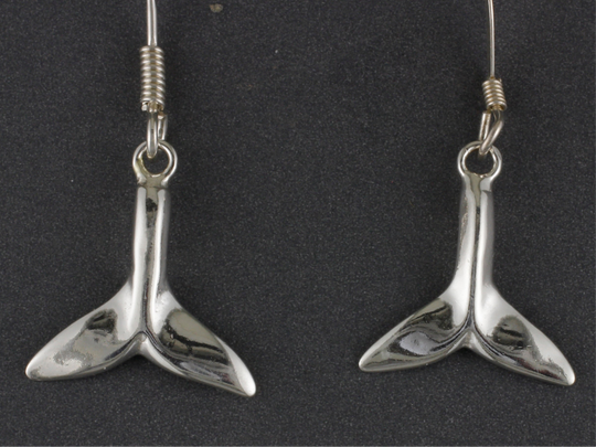 EW043P  Silver Whale Tail Ear Wires  (no gold)