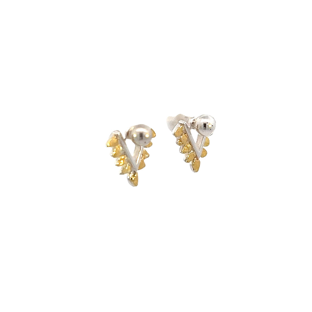 EJ401SN Silver & Gold Nugget "V" Earring Post