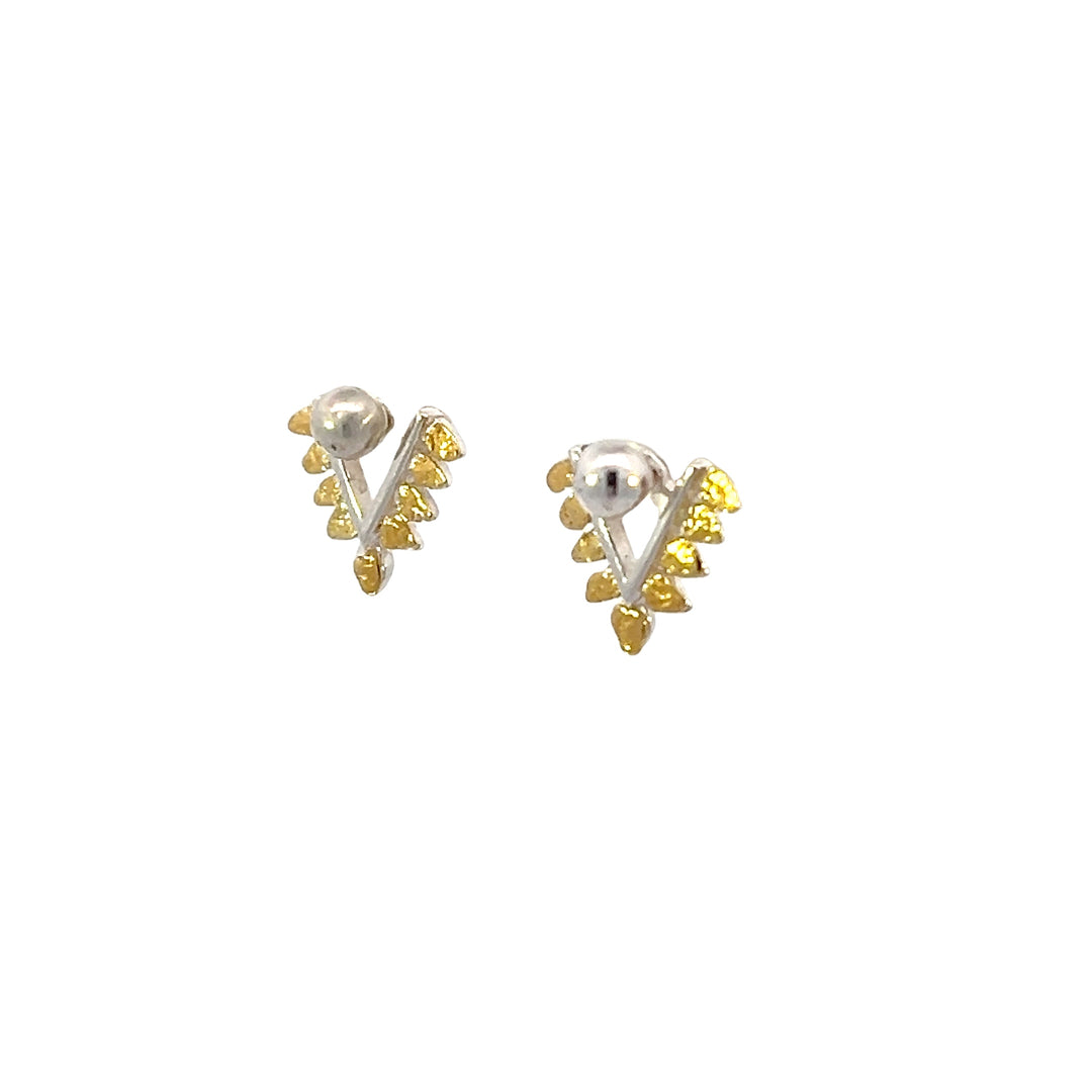 EJ401SN Silver & Gold Nugget "V" Earring Post