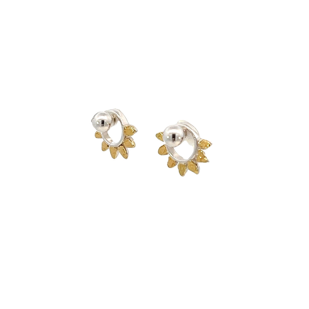 EJ403SN Gold Nugget & Silver Circle Earring Post