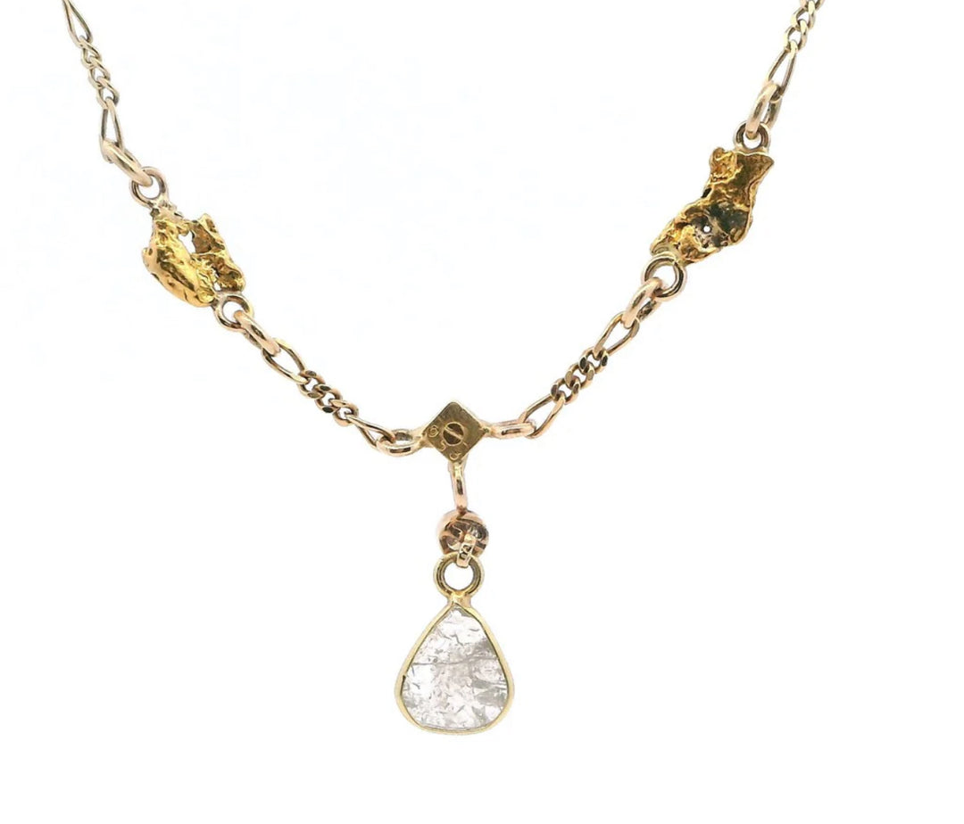 NC45-D1 Diamond Slab and Alaskan Gold Nugget Necklace