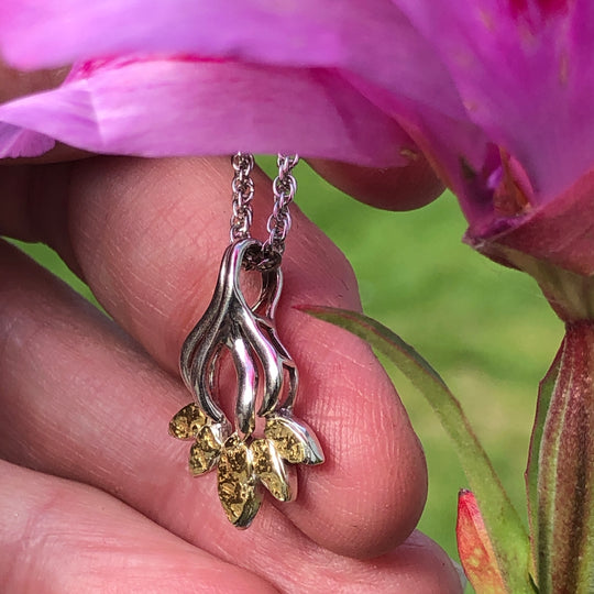 N410S  14kt Nuggets Diamond Pendant