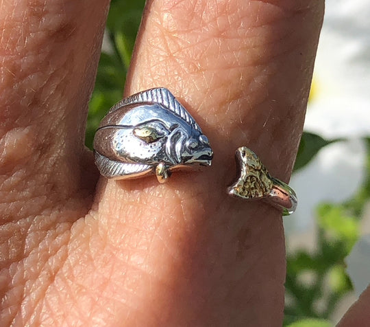 R130  Ring Adj. Halibut Silver Adjustable Ring