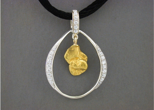 N819  Pendant 14kty  Nuggets & Diamond