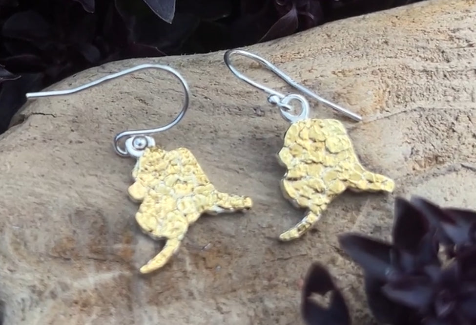 EW007LG Alaska State Gold Nugget Earrings