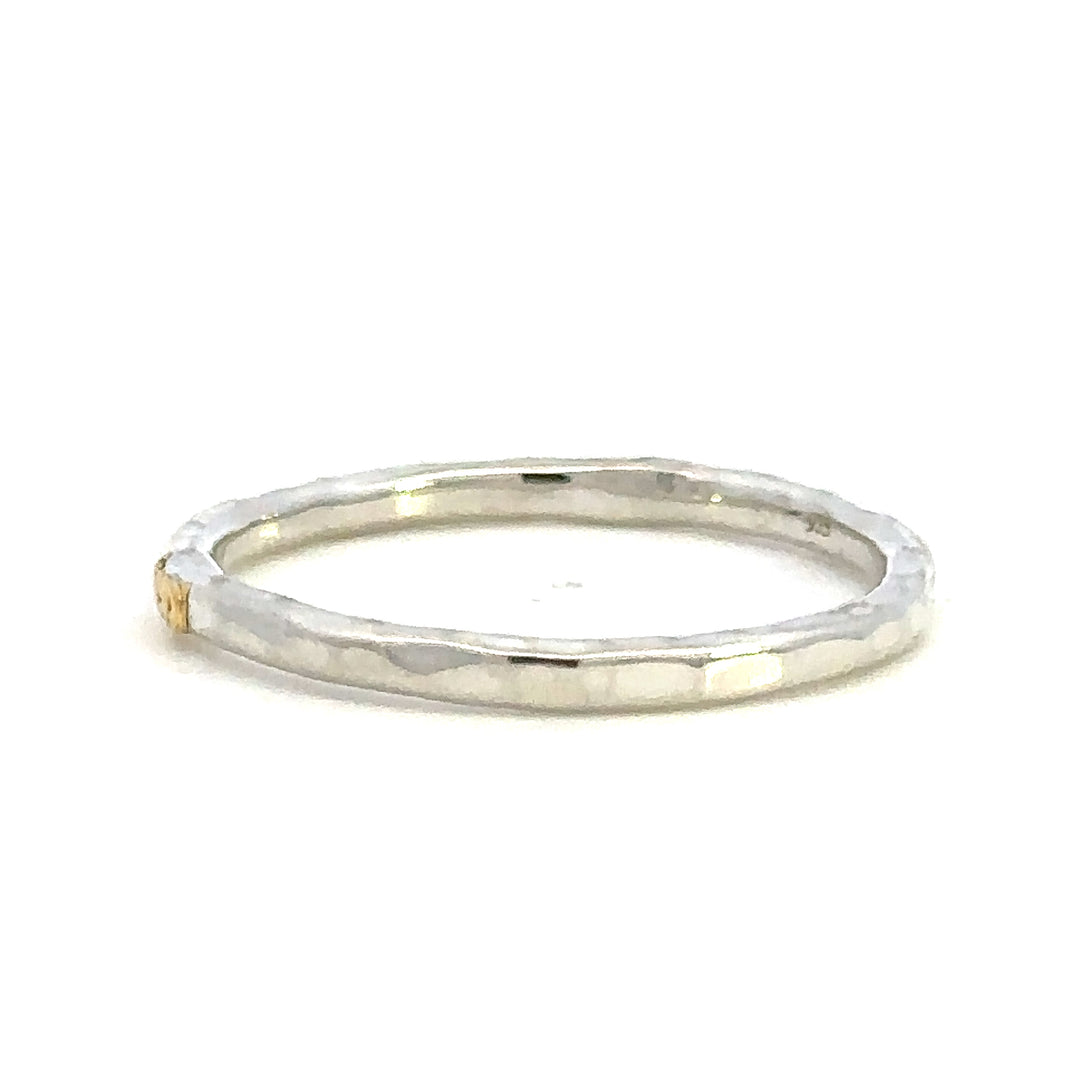 R02260 Elegant Silver Band with a Singular Gold Nugget Detail