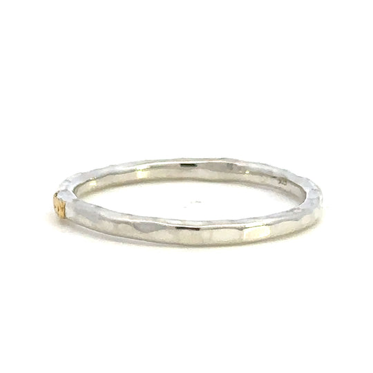 R02260 Elegant Silver Band with a Singular Gold Nugget Detail