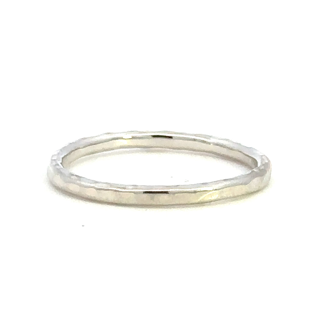 R02260 Elegant Silver Band with a Singular Gold Nugget Detail