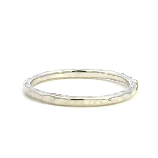 R02260 Elegant Silver Band with a Singular Gold Nugget Detail