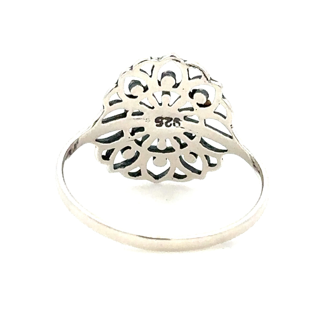 R02431 Intricate Flower Silver & Gold Nugget Ring