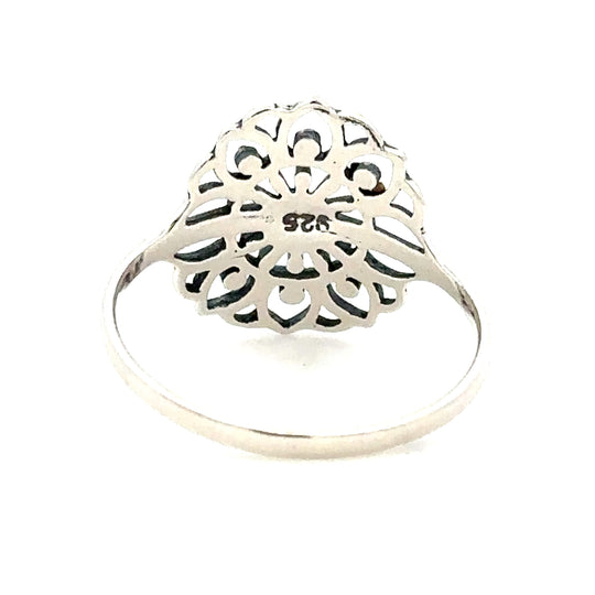 R02431 Intricate Flower Silver & Gold Nugget Ring