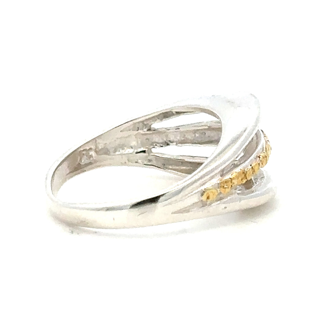 R146 Stacked Silver and Gold Nugget Ring