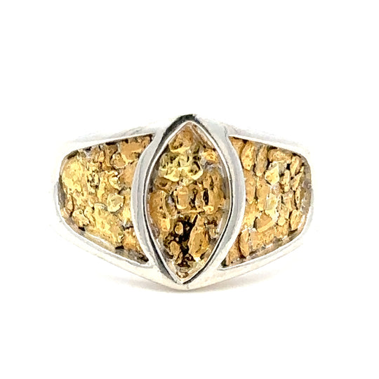 RM010 Mens Ellipse Gold Nugget Filled Ring