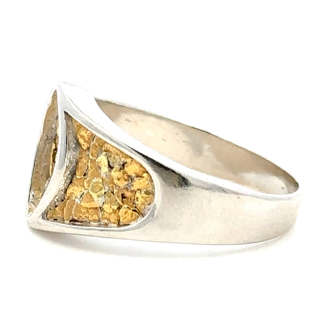 RM010 Mens Ellipse Gold Nugget Filled Ring