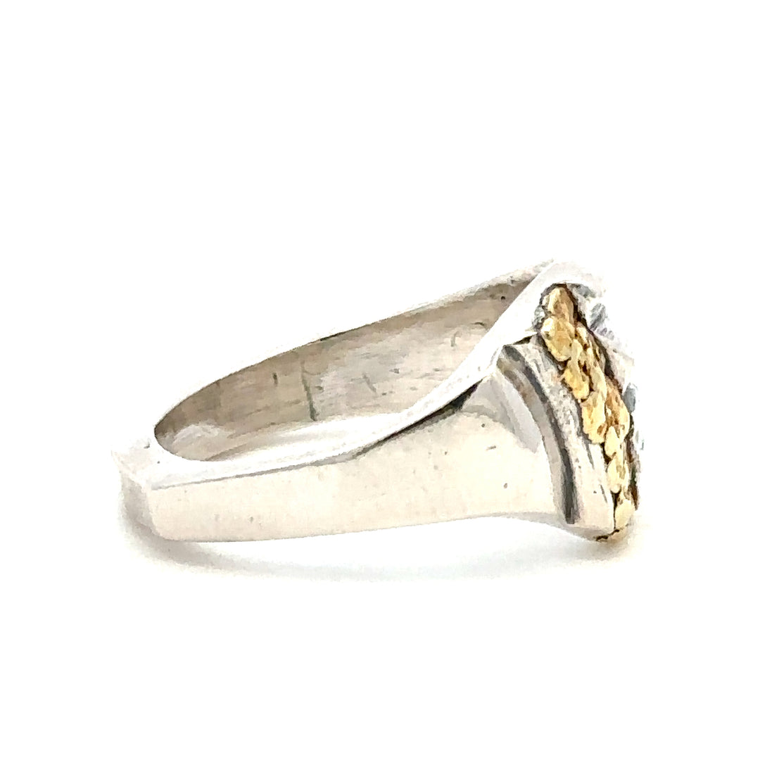 RM010 Mens Ellipse Gold Nugget Filled Ring