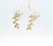 EP029  Silver Leaves with Alaskan Gold Nugget Accents