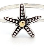 R02089   Silver Star Fish Ring with Alaskan Gold Nugget