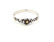 R02093   Silver Floral Ring highlighted by Alaskan Gold Nuggets